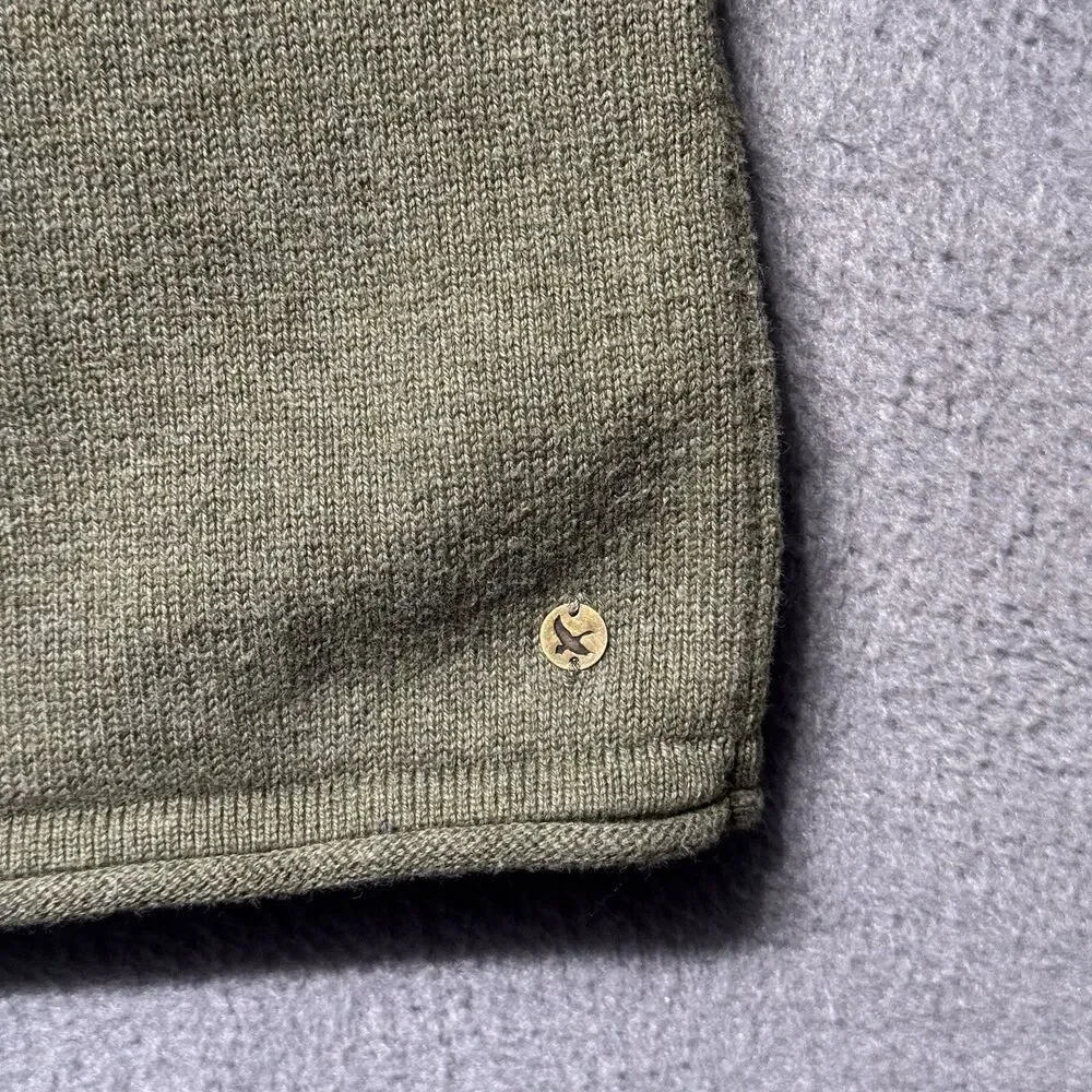 Eddie Bauer Womens XL Shawl Collar Sweater Olive Green Knit Pullover EUC